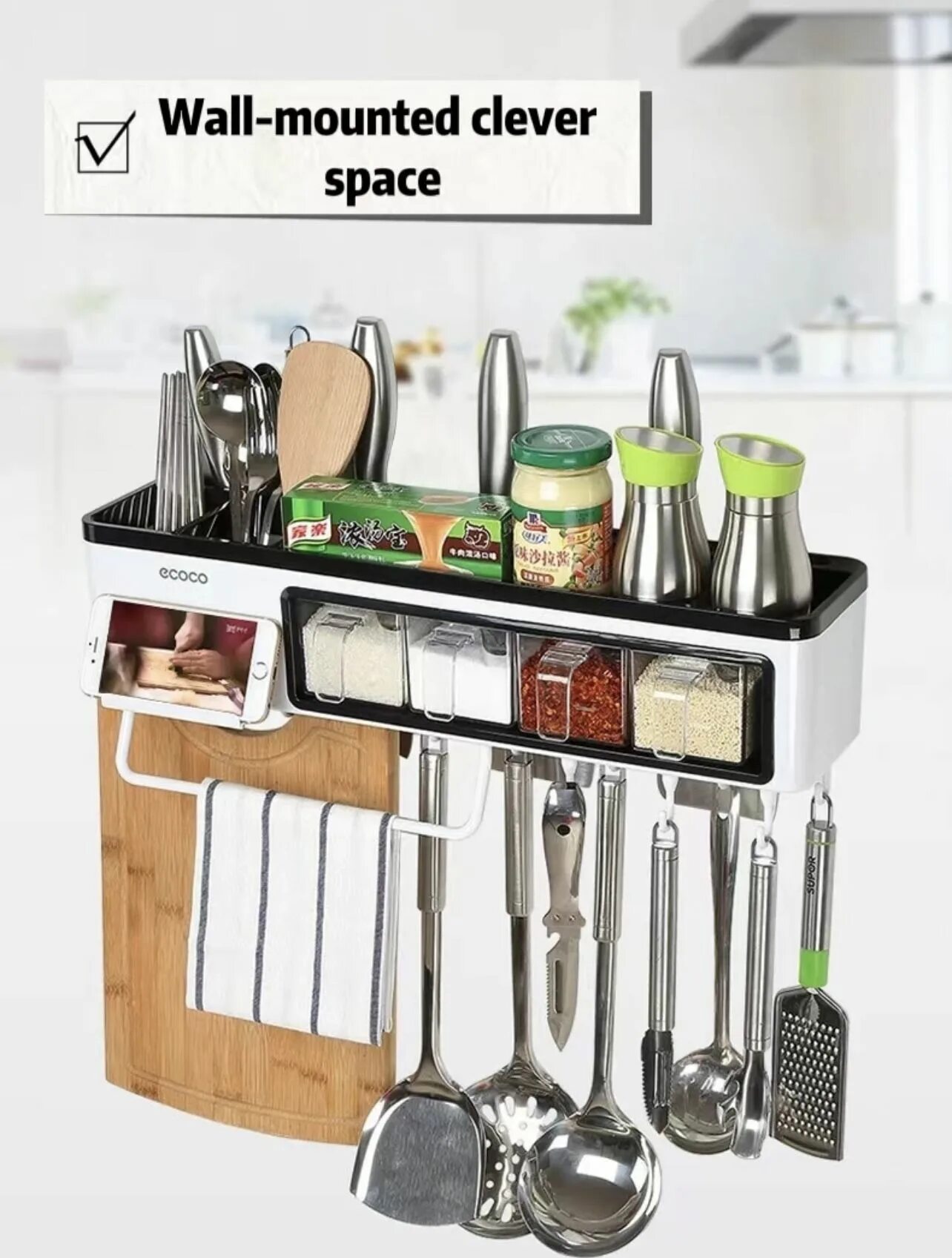 Кухонная утварь для кухни фото Полка для кухни для кружек, для кухонной утвари, 40 см х 18 см, 1 шт - купить по