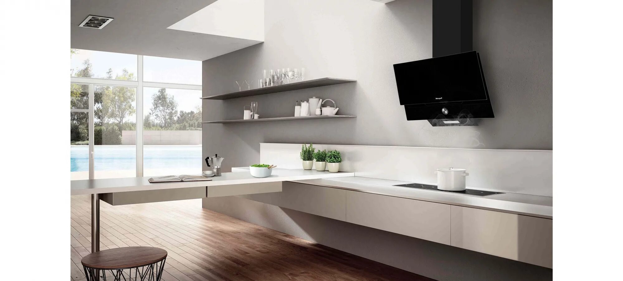 Кухонная вытяжка в интерьере кухни Кухонная вытяжка Weissgauff ITA60PPBL