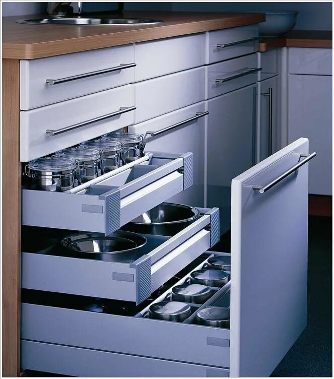 Кухонное наполнение шкафов фото Какая фурнитура для кухни лучше - выбор лучшей фурнитуры для кухни