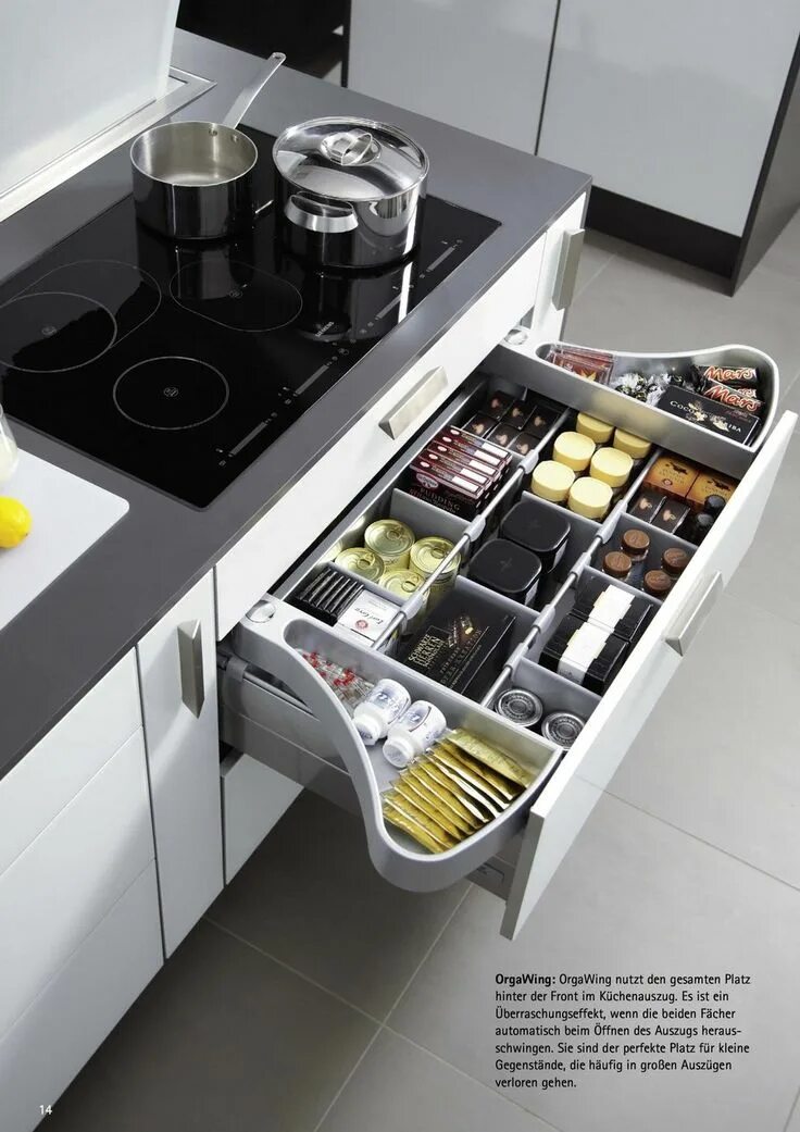 Кухонное наполнение шкафов фото OrgaWing nutzt gesamten Projeto de cozinha de luxo, Idéias de cozinha moderna, C