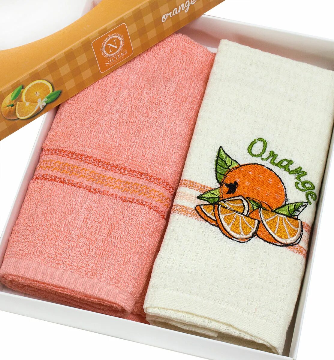 Кухонное полотенце фото Комплект кухонных полотенец 40x60 (2 шт) Nilteks Coffee Series апельсин DF: купи