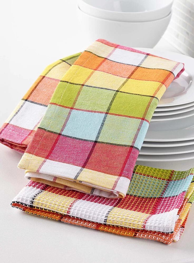 Кухонное полотенце фото Vibrant check tea towels Simons Maison Decorative Kitchen Linens Online Simons L