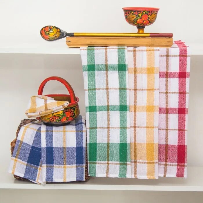 Кухонное полотенце фото Полотенце кухонное "Квадрат" 40х60 см, 100% хлопок, микс (109133) - Купить по це