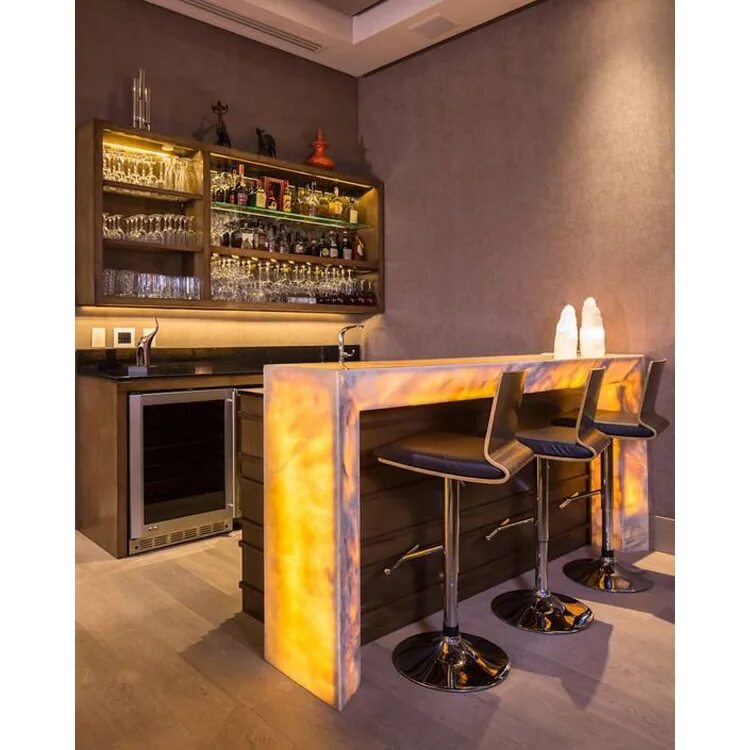 Кухонные бары фото Meja Batu Marmer Tembus Cahaya,Meja Bar Rumah Modern Dengan Lampu Led - Buy Home
