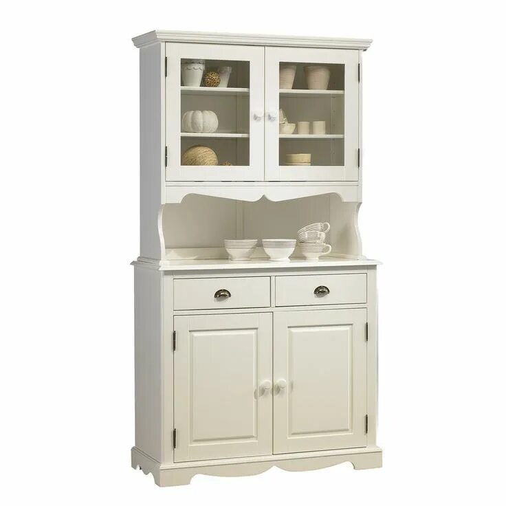 Кухонные буфеты фото и цены Buffet Vaisselier Blanc de Style Anglais photo 1 Crockery cabinet, Repurposed fu