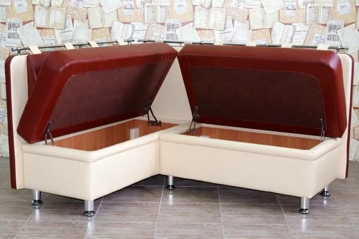 Кухонные диванчики фото и цены Уголок на кухню с ящиками для хранения: кухонная модель с выдвижной конструкцией