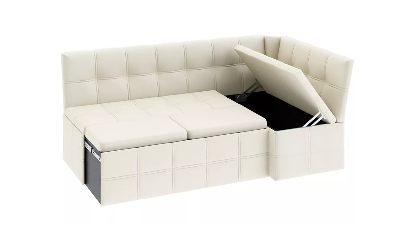 Кухонные диваны со спальным местом фото Скамья угловая "Домино" со спальным местом кашемир крем - купить в Тамбове, цены