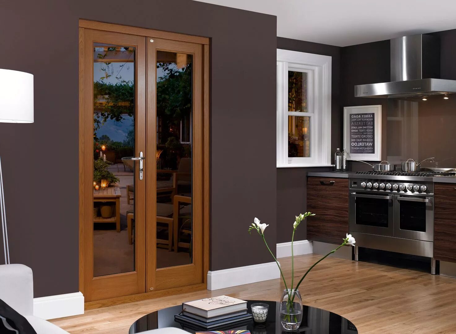 Кухонные двери фото Modern wooden door with glass for kitchen