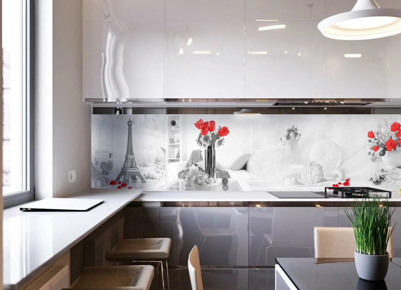 Кухонные фартуки фото интерьере Кухонный Фартук Домашний Уют Фотопечать Скинали Пленка для Стен Франция Эйфелева