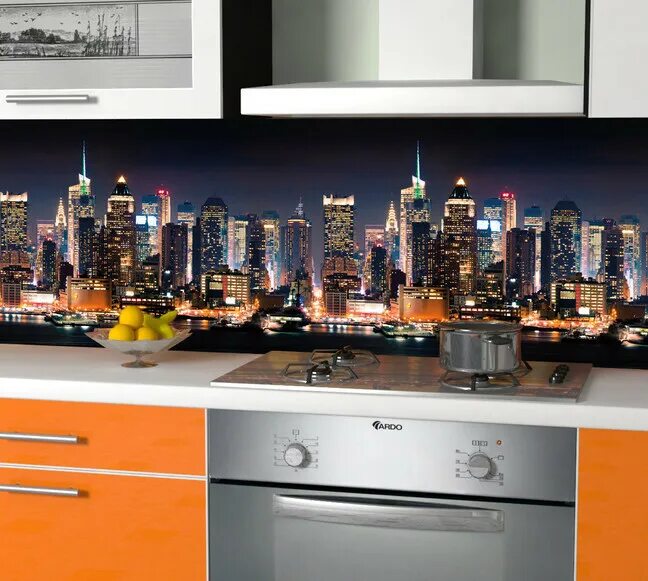 Кухонные фартуки размеры фото Фартук для кухни на стену, стеновая панель АБС Город (600*3000*1,5мм) STELLA куп