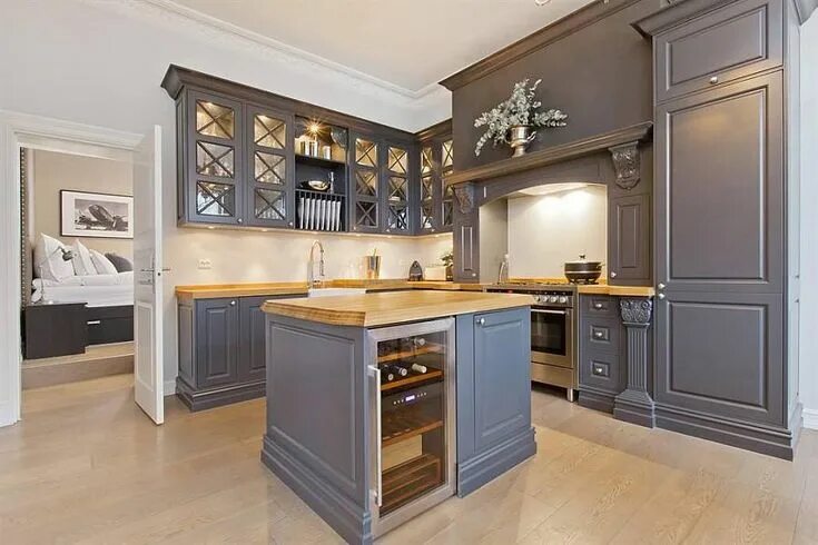 Кухонные фасады фото в интерьере Многогранный СЕРЫЙ ЦВЕТ в интерьере Интерьер, Интерьер кухни, Кухня