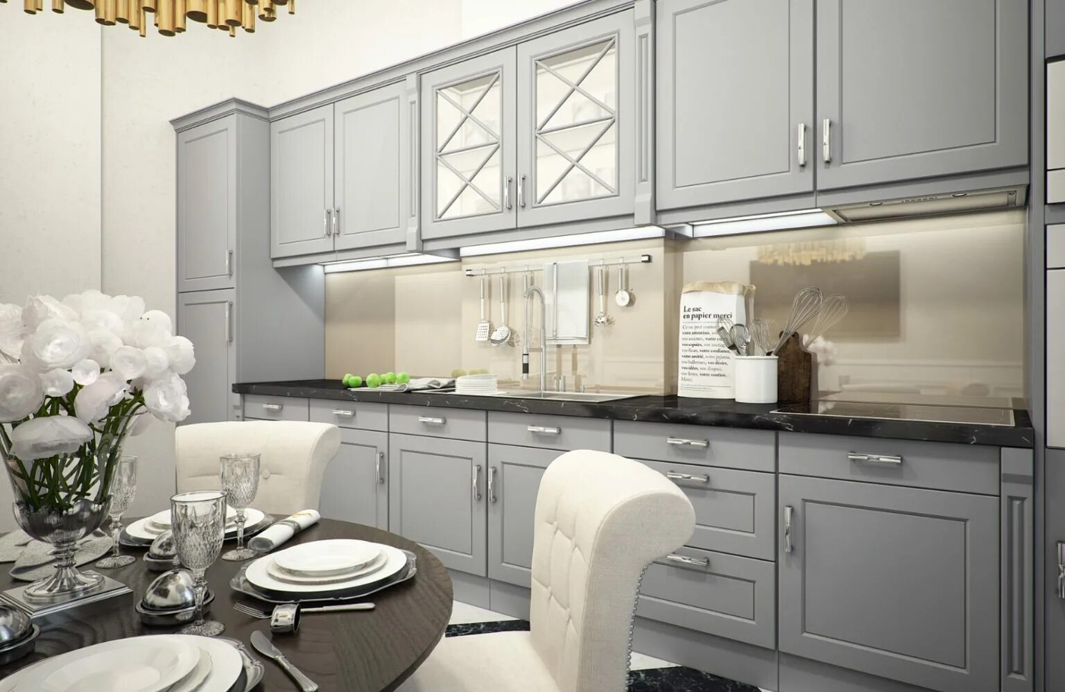 Кухонные фасады фото в интерьере Кухня в стиле неоклассика: 120 фото и правила оформления дизайна