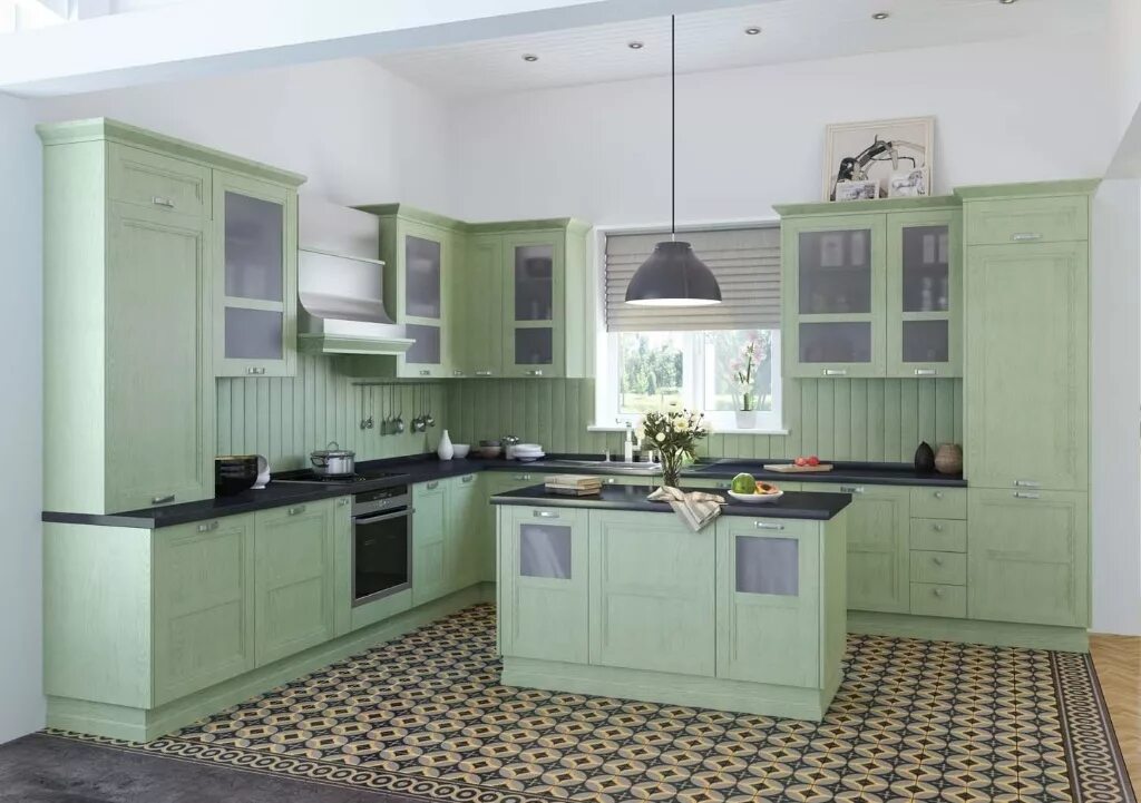 Кухонные фасады фото в интерьере Современные кухни : Манчестер фисташка, фасад: массив ясеня, Италия