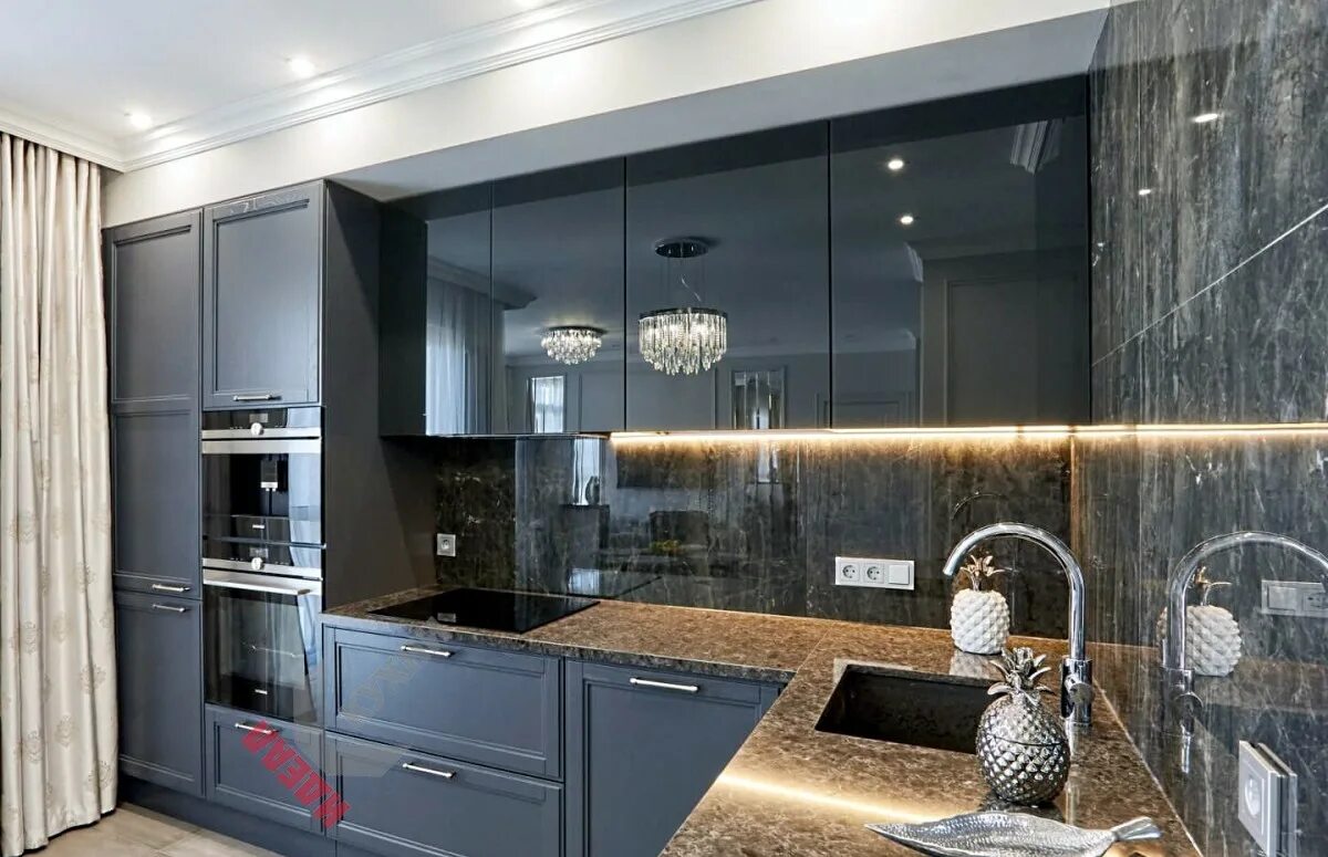 Кухонные фасады фото в интерьере Кухня неоклассика № 004