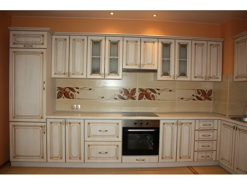 Кухонные фасады мдф фото Кухня угловая МДФ с патиной производства фабрики НЭК