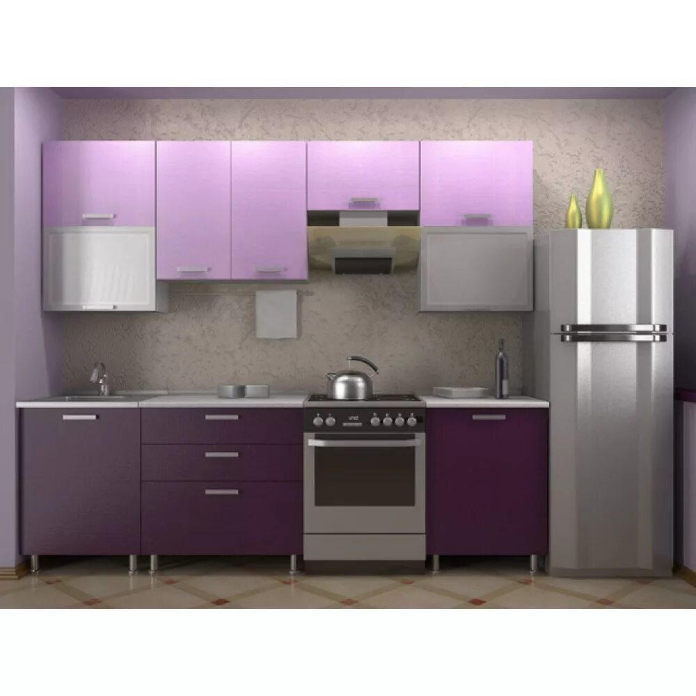 Кухонные гарнитуры 2 метра фото дизайн Кухонный гарнитур 2,0 КМ 151 Азалия с шкафом под вытяжку 600