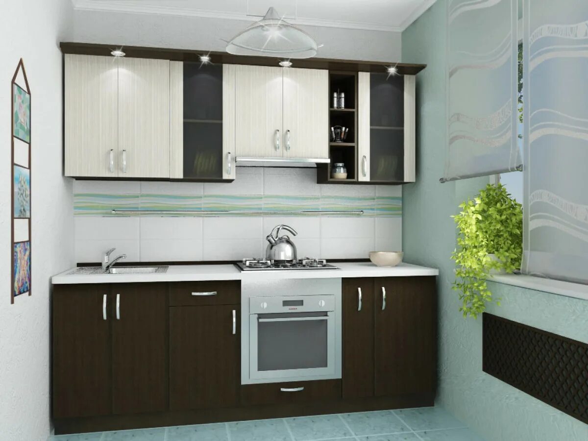 Кухонные гарнитуры 2.5 метра фото Светло-коричневая кухня Стейси в стиле минимализм недорого