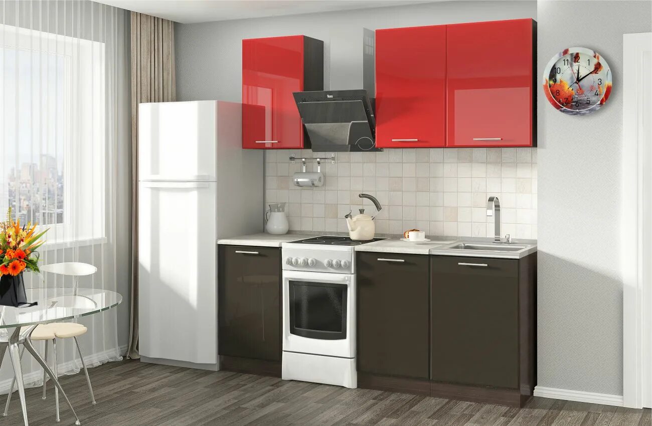 Кухонные гарнитуры 4м фото Кухня Хай-Тек КХ-41 1,4 м купить недорого Мебель54 в Камне-на-Оби