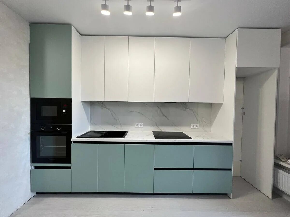 Кухонные гарнитуры без ручек фото Кухня без ручек: плюсы и минусы. Виды скрытых ручек. Кухни Кроммебель Дзен