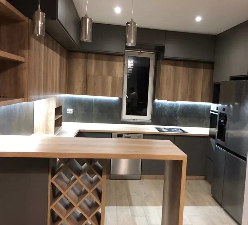 Кухонные гарнитуры буквой п фото дизайн П-образная кухня МДФ на заказ в Москве (2242)