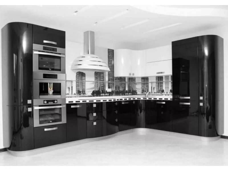 Кухонные гарнитуры черно белого цвета фото Кухонный гарнитур угловой Монако / Мебельная фабрика "Градиент Мебель", г. Красн