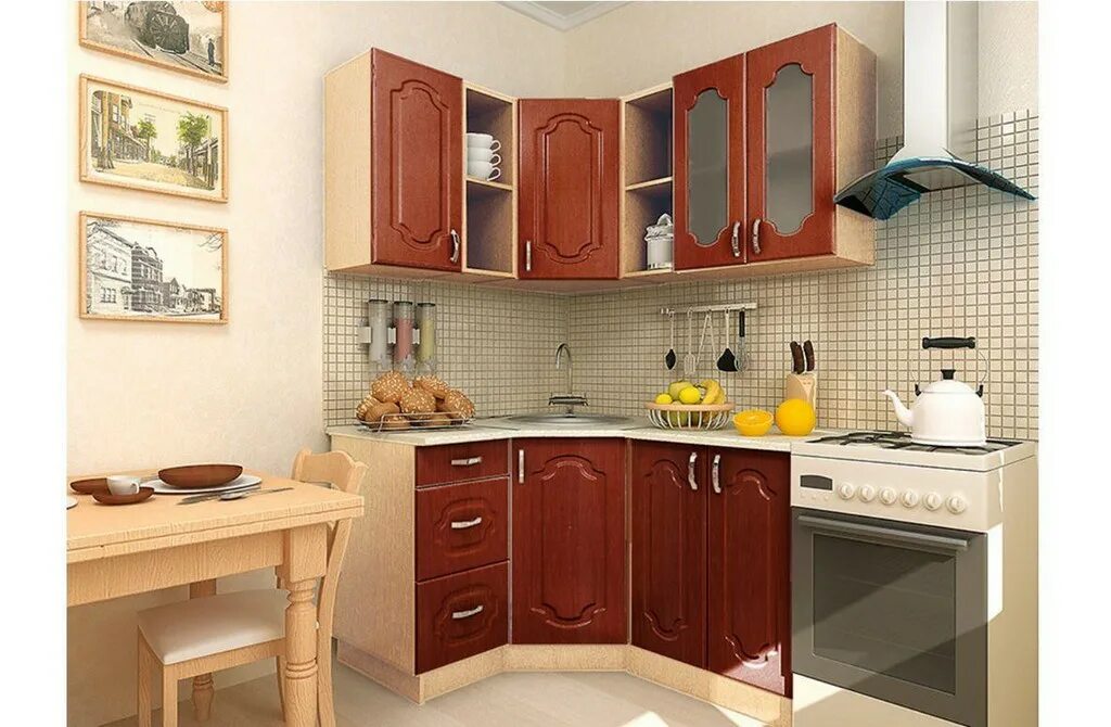 Кухонные гарнитуры для маленькой кухни фото цена Кухня коричневая 90 заказать недорого в Москве - 1Кухонный