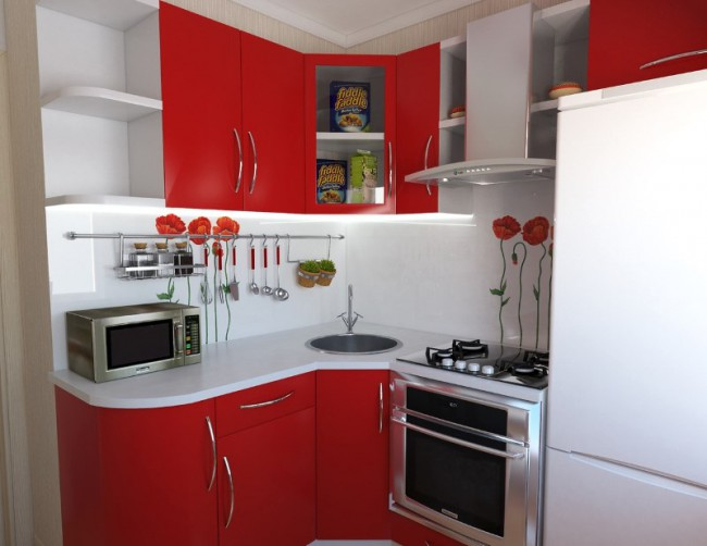 Кухонные гарнитуры для маленькой кв фото Малогабаритные кухни 5 кв. м, на которых нашли место холодильнику Небольшие кухн