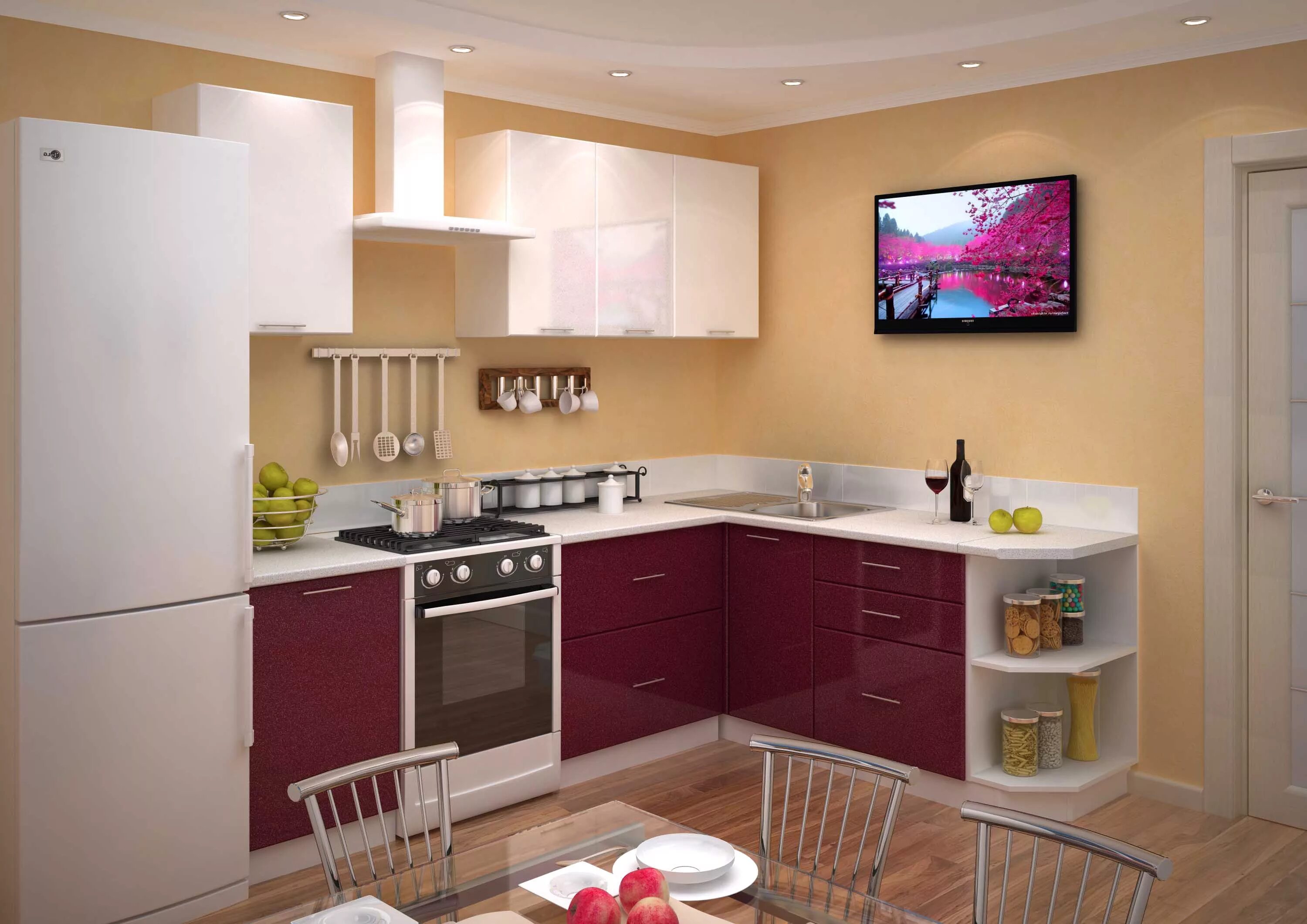 Кухонные гарнитуры двух цветов фото Купить кухню Базис 40 - кухня Базис 40 недорого в Москве - цена 61614 руб.