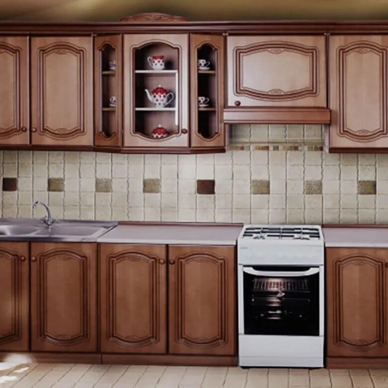 Кухонные гарнитуры фото и цены бу Кухонный гарнитур Нижегородец мс12 коричневый 3м - купить в Нижнем Новгороде, це