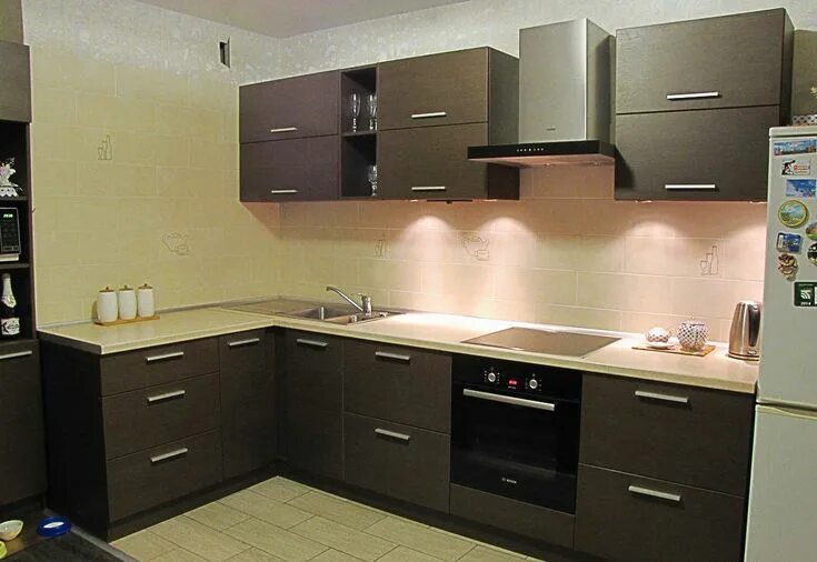 Кухонные гарнитуры фото коричневых цветов Дизайн кухни 9 кв. м: планировка, способы расширения пространства и создания кра