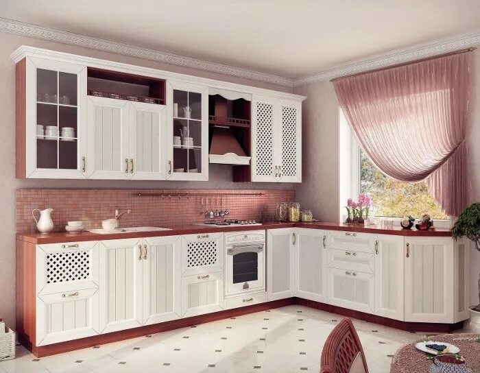 Кухонные гарнитуры фото кострома Кухня Кантри белая купить в Краснодаре - МебельПик