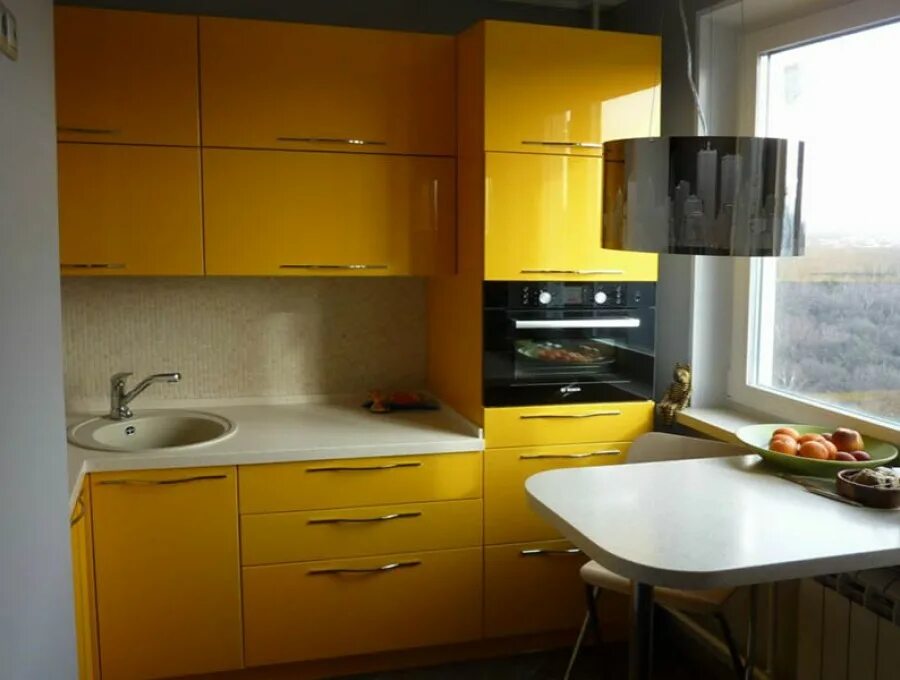 Кухонные гарнитуры фото маленьких кухонь 6 Желтая кухня в Минске цены и фото
