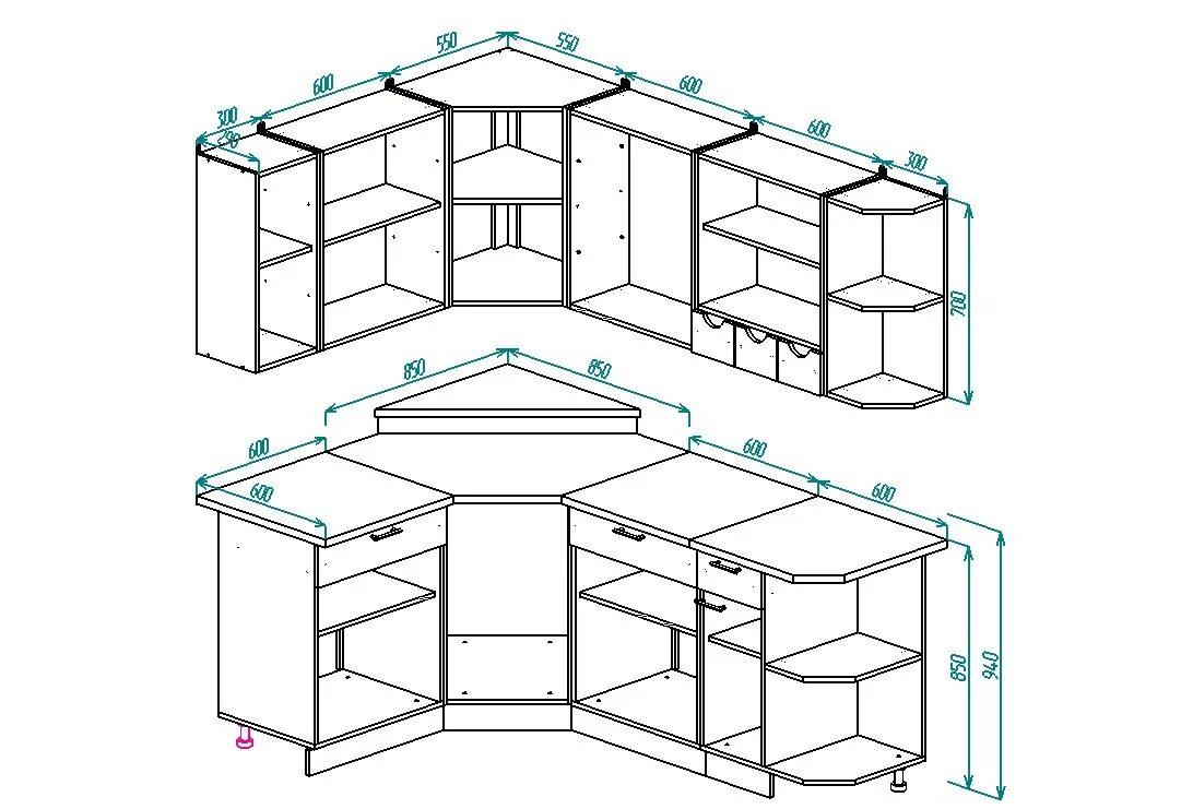 Кухонные гарнитуры фото размеры Кухонный гарнитур угловой Легенда-12/2 - 13 Стульев