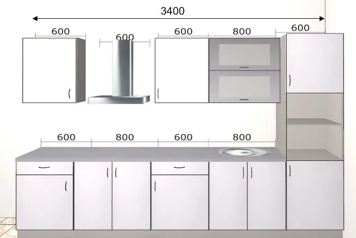 Кухонные гарнитуры фото размеры Кухонный гарнитур Базис 26 - купи выгодно в интернет-магазине в Москве