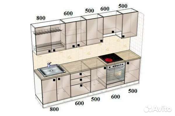 Кухонные гарнитуры фото размеры Модульная кухня по вашим размерам купить в Евпатории Товары для дома и дачи Авит