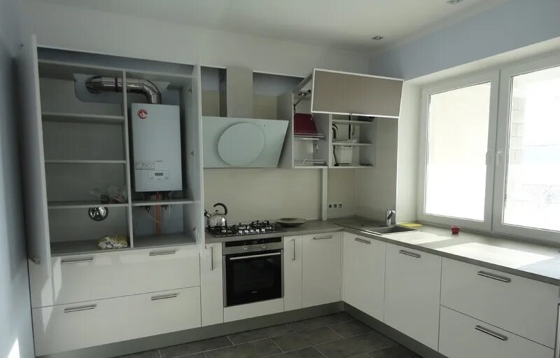 Кухонные гарнитуры фото с котлом Интересные варианты дизайна кухни с котлом отопления