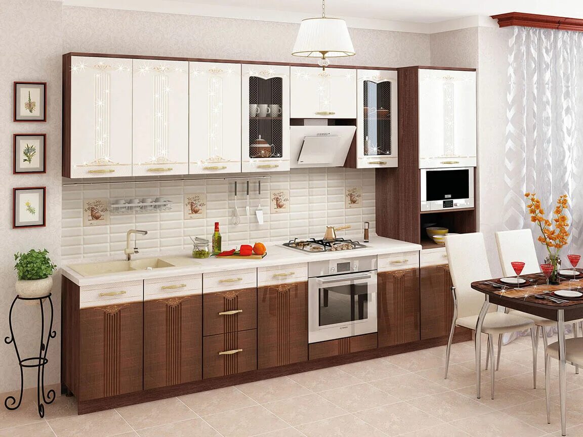 Кухонные гарнитуры фото томск Модульная кухня Каролина с фрезеровкой - купить в Челябинске на Дом74мебели.ру