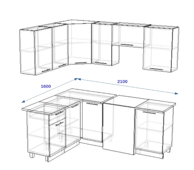 Кухонные гарнитуры фото угловые размеры Кухонный гарнитур угловой Волна 2100 (ваниль/капучино) купить в Перми
