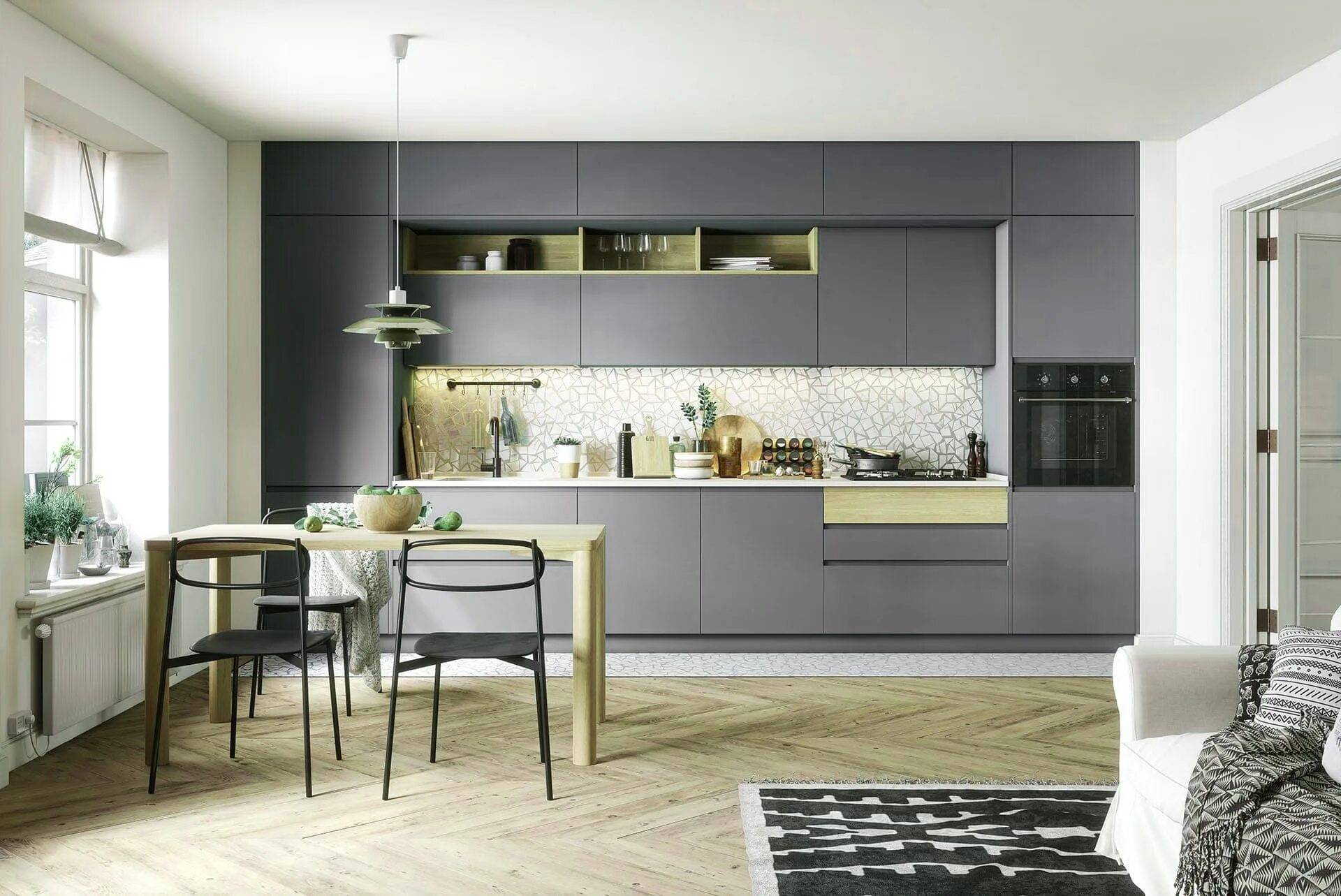 Кухонные гарнитуры фото в тренде Кухня Грэйс по индивидуальным размерам, от 7 дней