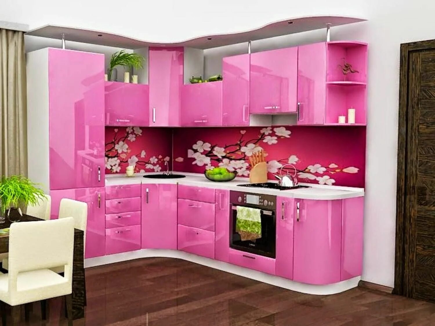 Кухонные гарнитуры фото видео Pin en Make it Pink Diseño de cocina comedor, Colores para cocinas modernas, Coc