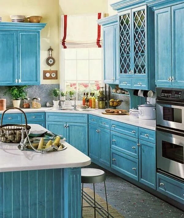 Кухонные гарнитуры голубого цвета фото Blue Kitchen Sunny Days & Starry Nights Blue kitchen designs, Blue kitchens, Kit