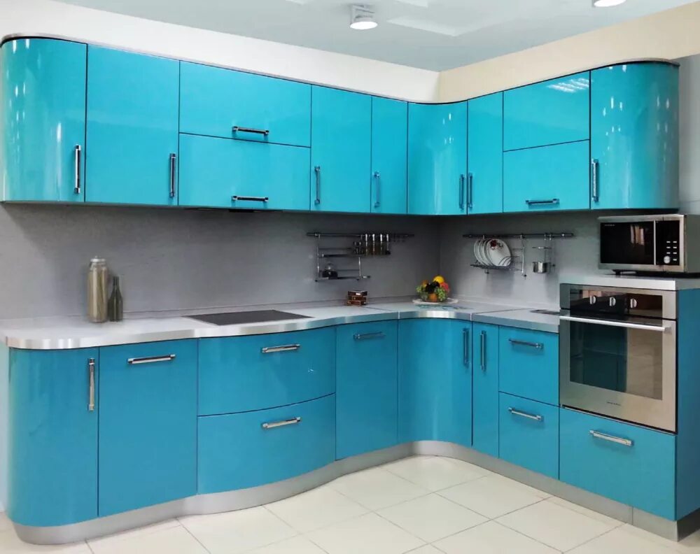 Кухонные гарнитуры голубого цвета фото Кухня Система Голубой