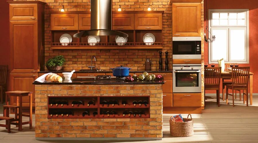 Кухонные гарнитуры из кирпича фото Кухня из кирпича, мурованная кухня