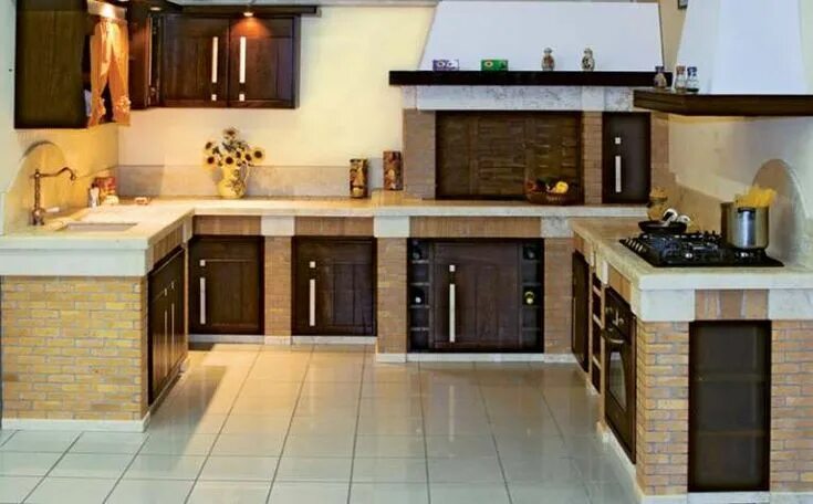 Кухонные гарнитуры из кирпича фото Cucine in muratura rustiche o moderne: le idee migliori per la tua casa Cucina i