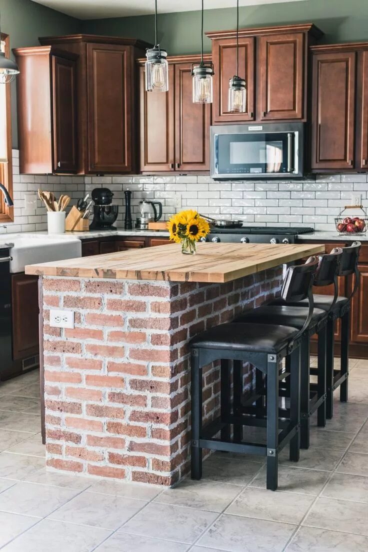 Кухонные гарнитуры из кирпича фото DIY Brick Kitchen Island + Behind the Scenes of our Kitchen Renovation - Jelly T