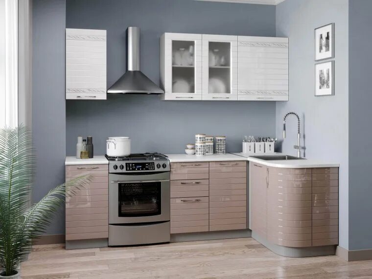 Кухонные гарнитуры капучино фото Анастасия Угловой кухонный гарнитур 2400 № 1 (Капучино) Капучино