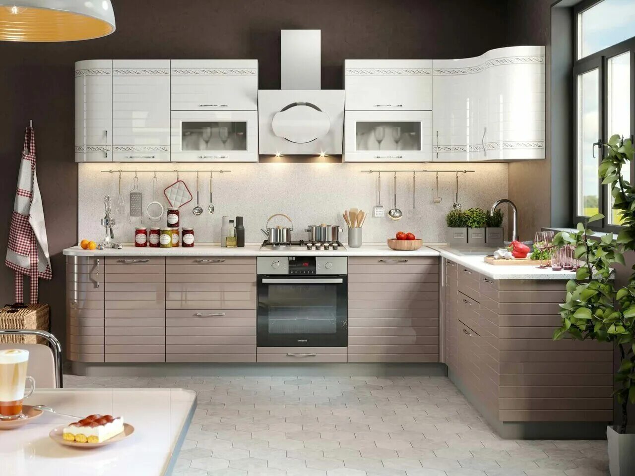 Кухонные гарнитуры капучино фото Кухонные гарнитуры цвета капучино по низким ценам - заказать мебель от производи