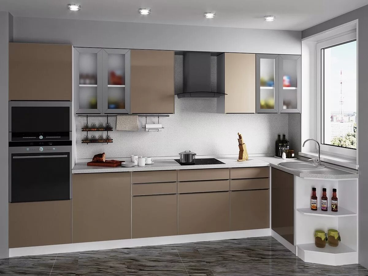 Кухонные гарнитуры капучино фото Фьюжн-AL-04 Cappuccino - Двери в Рязани