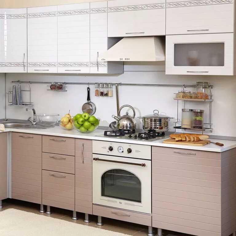 Кухонные гарнитуры капучино фото Кухонный гарнитур "Анастасия" белый глянец и капучино Любимый Дом отзывы