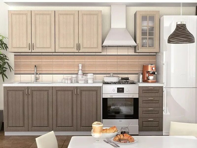 Кухонные гарнитуры капучино фото Кухня Лондон 2000 дуб капучино, дуб графит в Екатеринбурге недорого